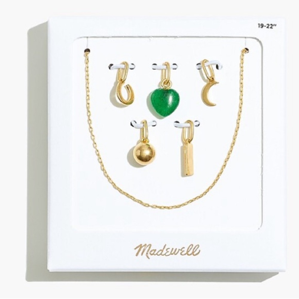 Madewell NWT Protector Charm and Chain necklace Set Gift Box